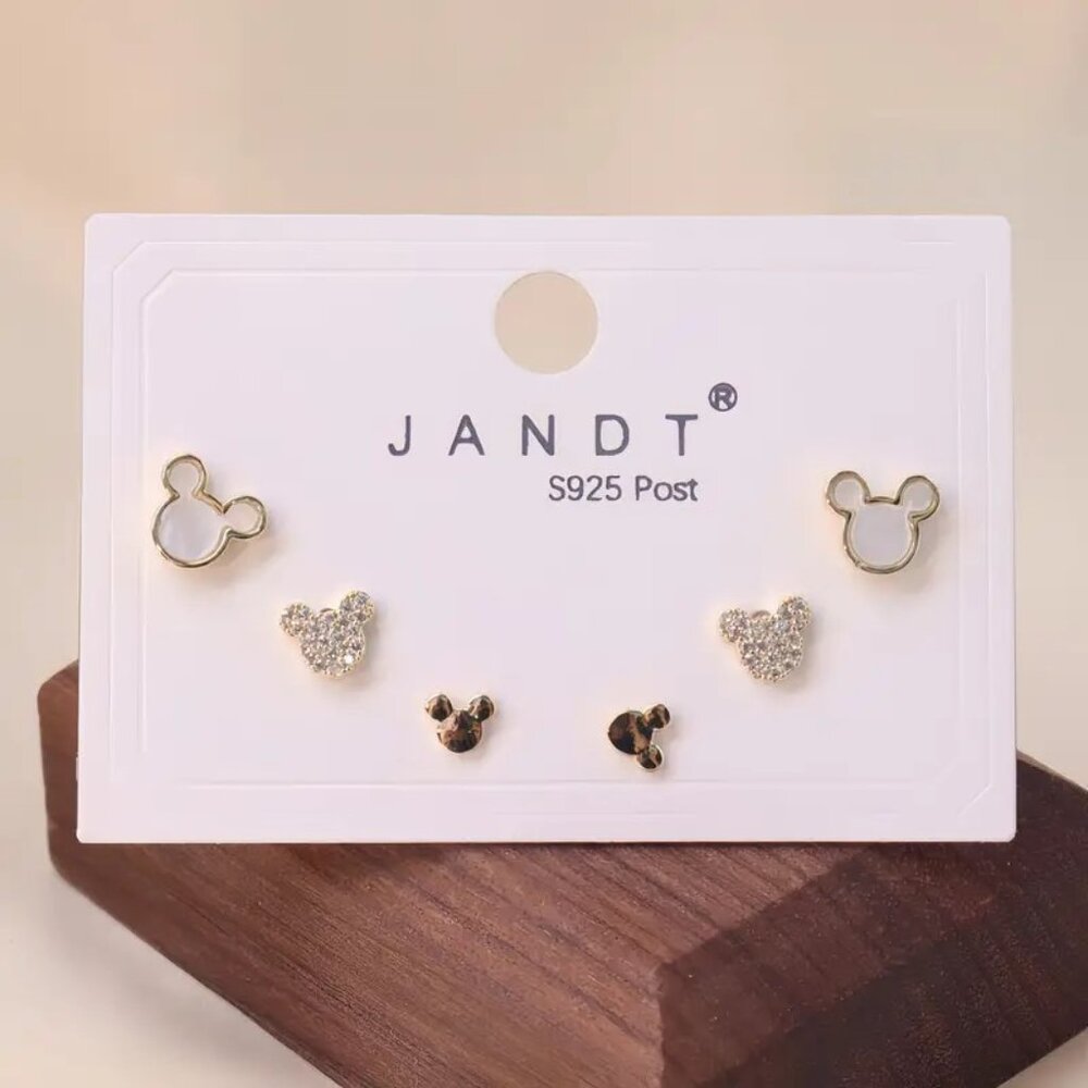 NWT Set of 3 Mickey Mouse Earrings  Gold or Silver